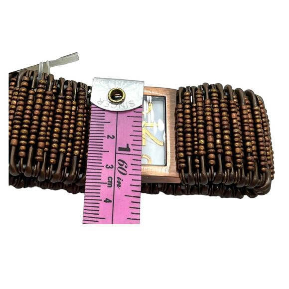 Watch Safety Pin Beaded Stretch Copper Tone Steampunk Punk Retro New with Tag - Picture 8 of 10